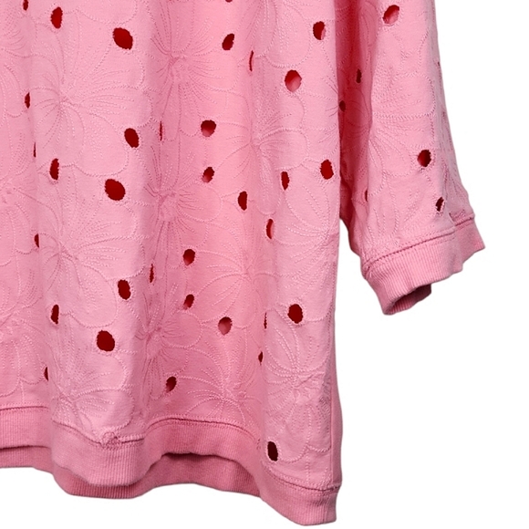 NWOT LOFT Pink Eyelet Sweatshirt - Picture 4 of 13